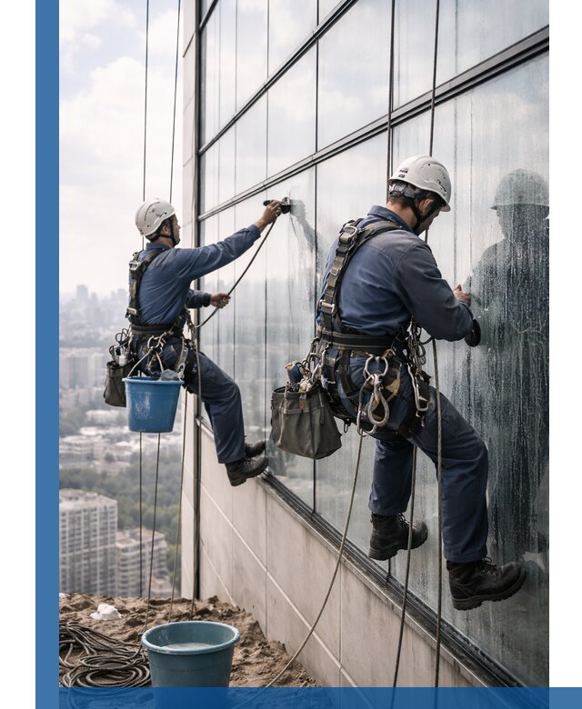 Профессиональная мойка фасадных окон альпинистами в Елизове