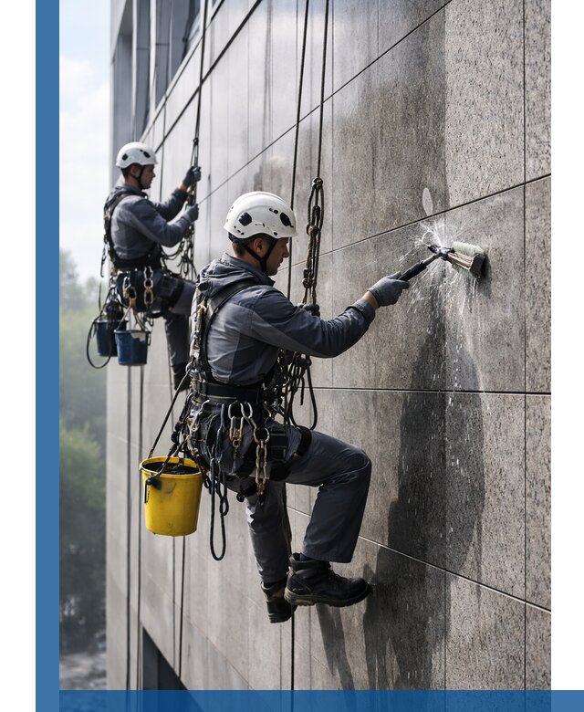 Профессиональная мойка фасада из керамогранита в Елизове