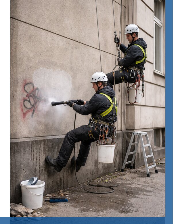 Удаление граффити с фасада в Елизове от 4558 р. | ВЫСОТНИК-Лзв