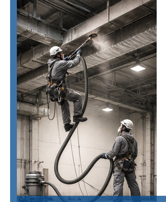 Обеспыливание потолочных конструкций в Елизове промышленным альпинизмом