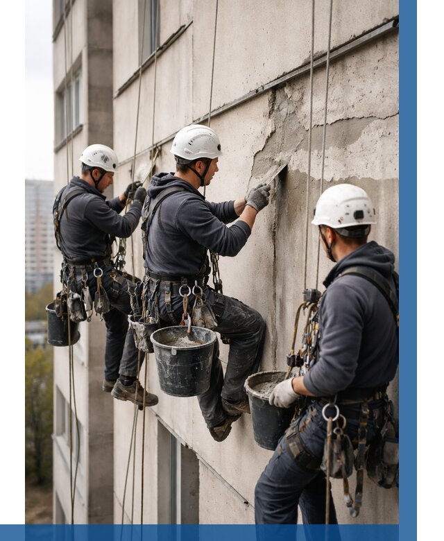 Ремонт бетонных элементов фасада в Елизове от 2532 р. | ВЫСОТНИК-Лзв