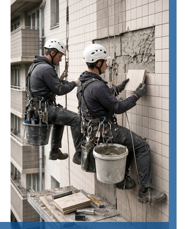 Ремонт облицовки фасада плиткой в Елизове от 1823 р. | ВЫСОТНИК-Лзв