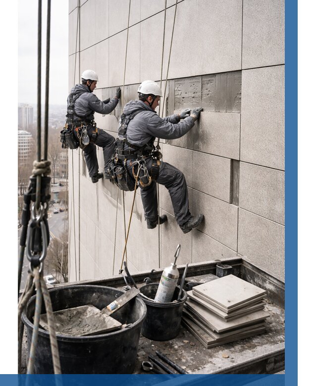 Ремонт фасада из керамогранита в Елизове от 2532 р. | ВЫСОТНИК-Лзв