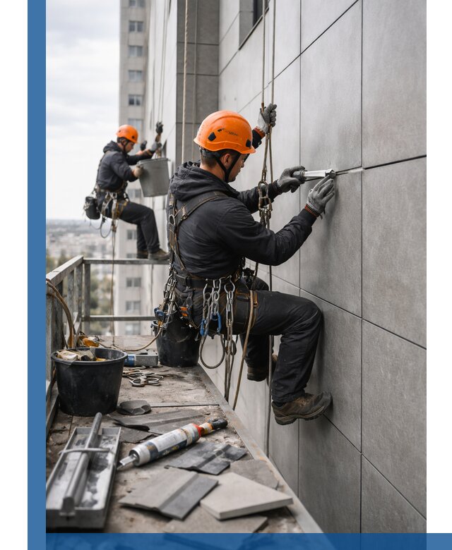 Профессиональный ремонт фасада из керамогранита в Елизове