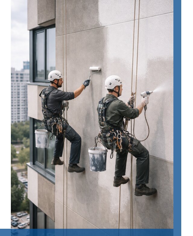 Покраска фасада альпинистами в Елизове от 304 р. | ВЫСОТНИК-Лзв