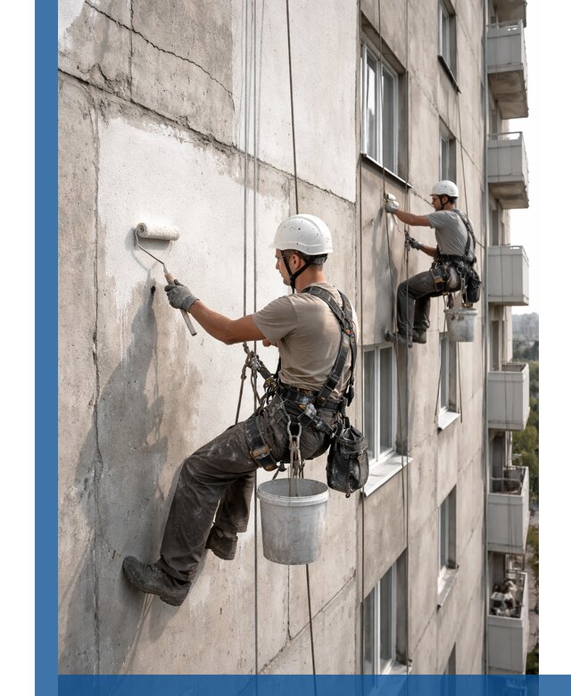 Покраска бетонного фасада в Елизове для жилых и промышленных объектов