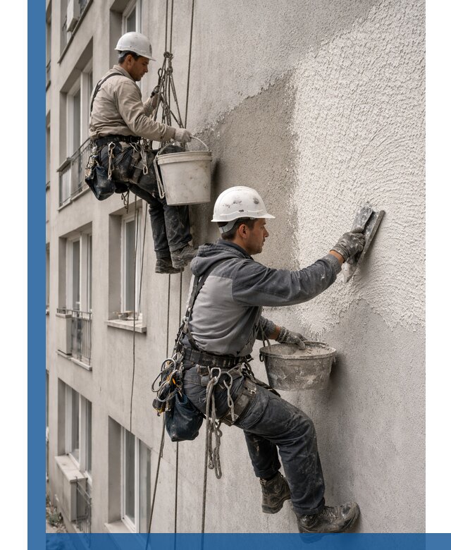 Нанесение декоративной штукатурки короед на фасад в Елизове