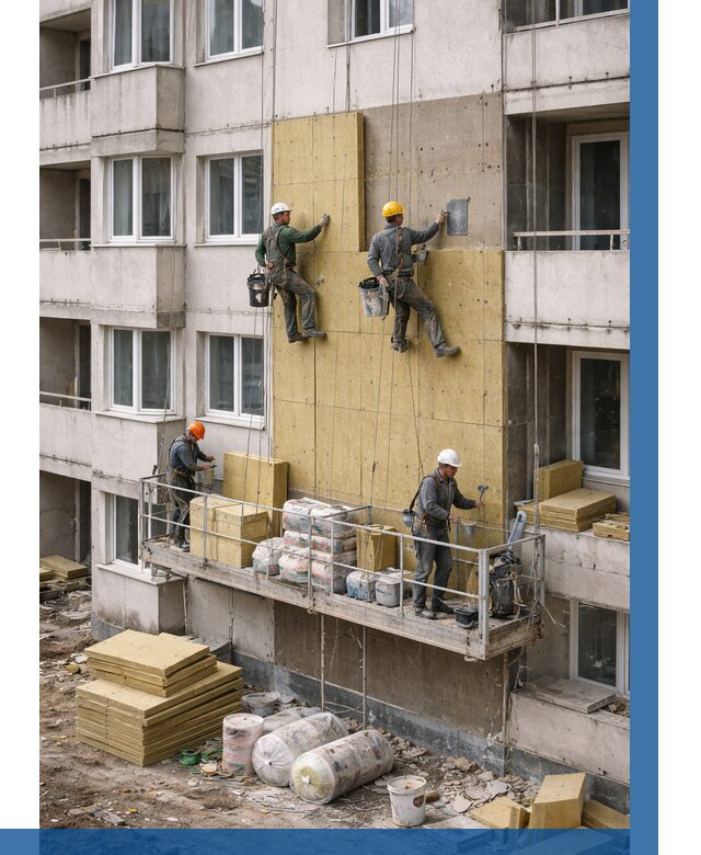 Утепление фасада минватой в Елизове от 1519 р. | ВЫСОТНИК-Лзв