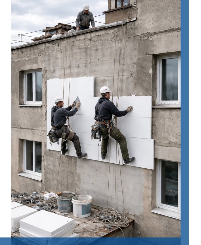 Утепление фасада пенополистиролом в Елизове от 1823 р. | ВЫСОТНИК-Лзв