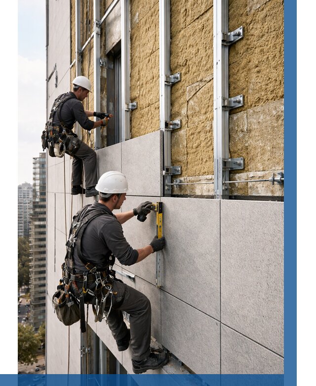 Монтаж вентилируемого фасада в Елизове от 3545 р. | ВЫСОТНИК-Лзв