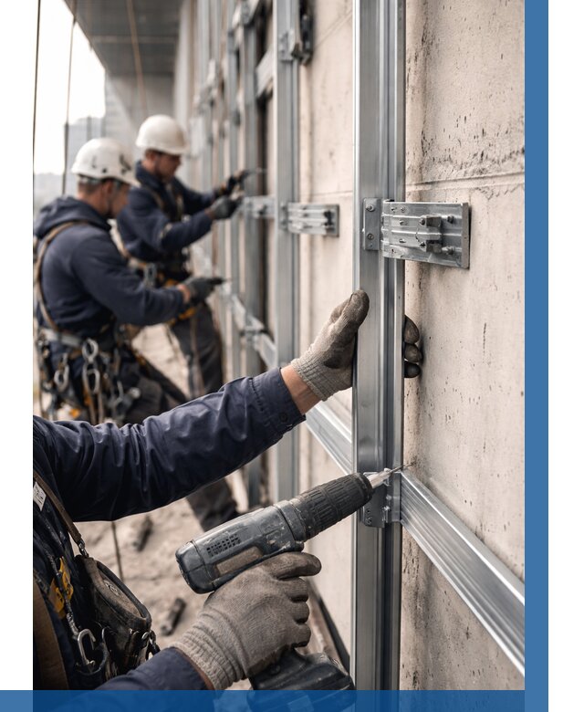 Монтаж подсистемы вентфасада в Елизове от 861 р. | ВЫСОТНИК-Лзв