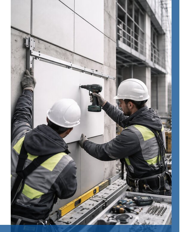 Монтаж композитных панелей фасада в Елизове от 2532 р. | ВЫСОТНИК-Лзв