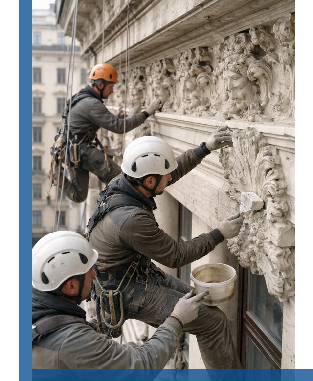 Реставрация фасадной лепнины с высотными работами в Елизове