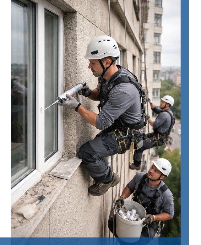 Герметизация оконных швов снаружи в Елизове от 1519 р. | ВЫСОТНИК-Лзв