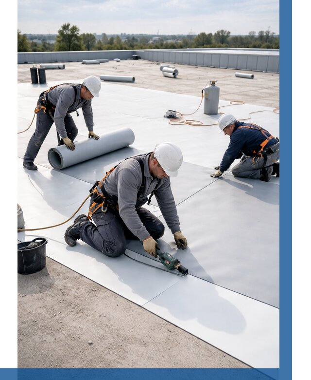 Монтаж мембранной кровли под ключ в Елизове от 1215 р. | ВЫСОТНИК-Лзв