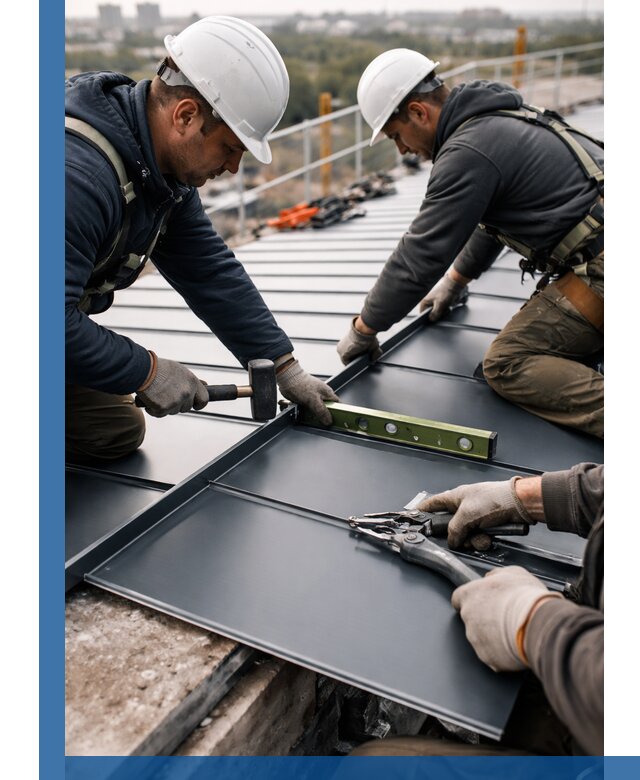 Монтаж фальцевой кровли в Елизове для промышленных зданий