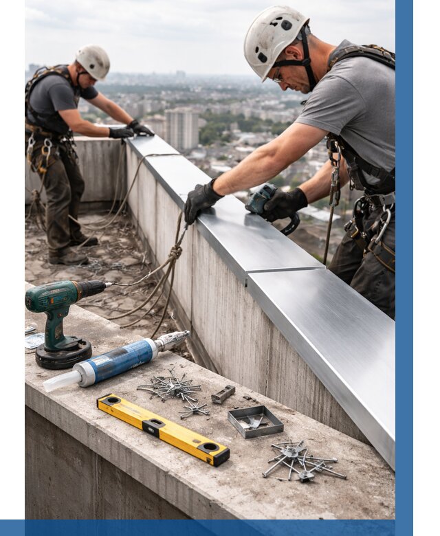 Монтаж парапетных крышек в Елизове от 810 р. | ВЫСОТНИК-Лзв