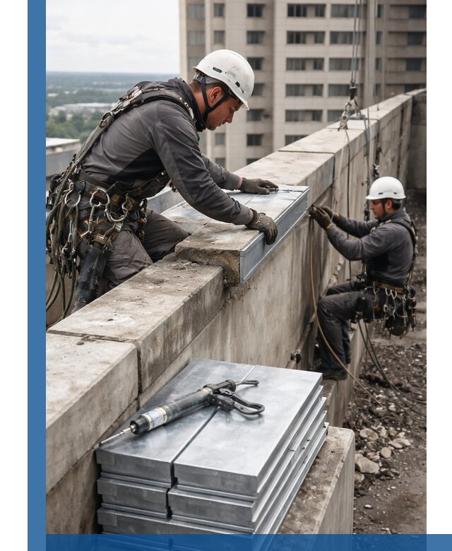 Замена парапетных крышек и установка новых в Елизове