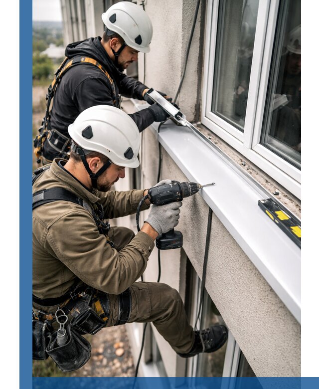 Профессиональный монтаж оконных отливов и отведения воды в Елизове