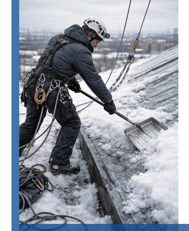 Профессиональная очистка кровли от снега и наледи в Елизове