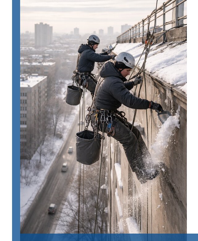 Очистка карнизов от снега в Елизове профессионально и безопасно