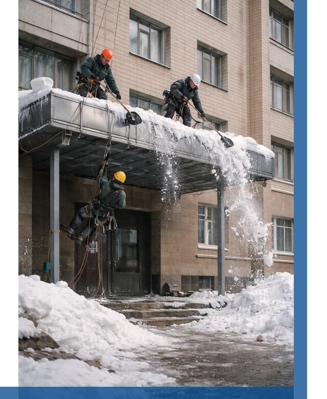 Очистка козырьков от снега в Елизове от 3545 р. | ВЫСОТНИК-Лзв