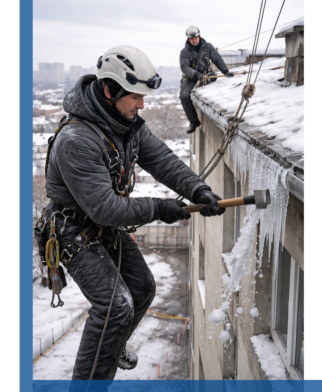 Сбивание и удаление сосулек с крыши в Елизове безопасно