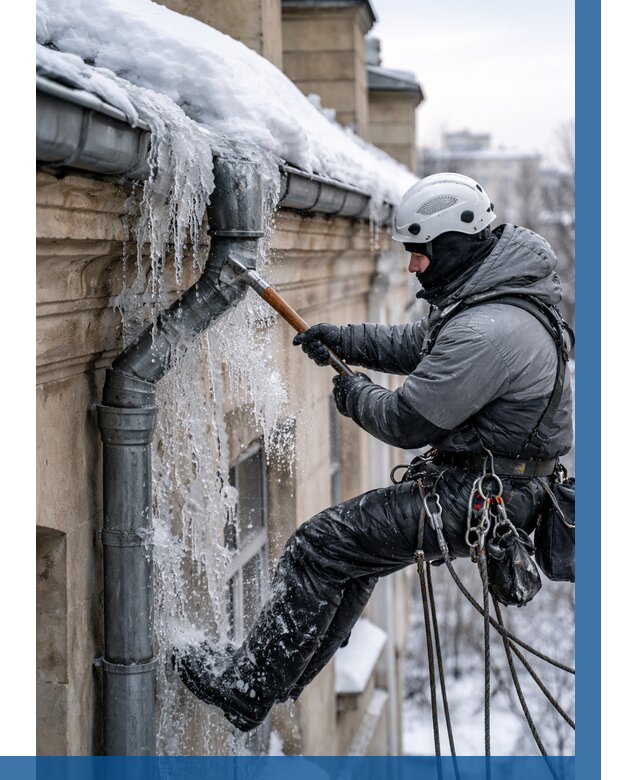 Очистка водостоков от льда в Елизове от 3545 р. | ВЫСОТНИК-Лзв