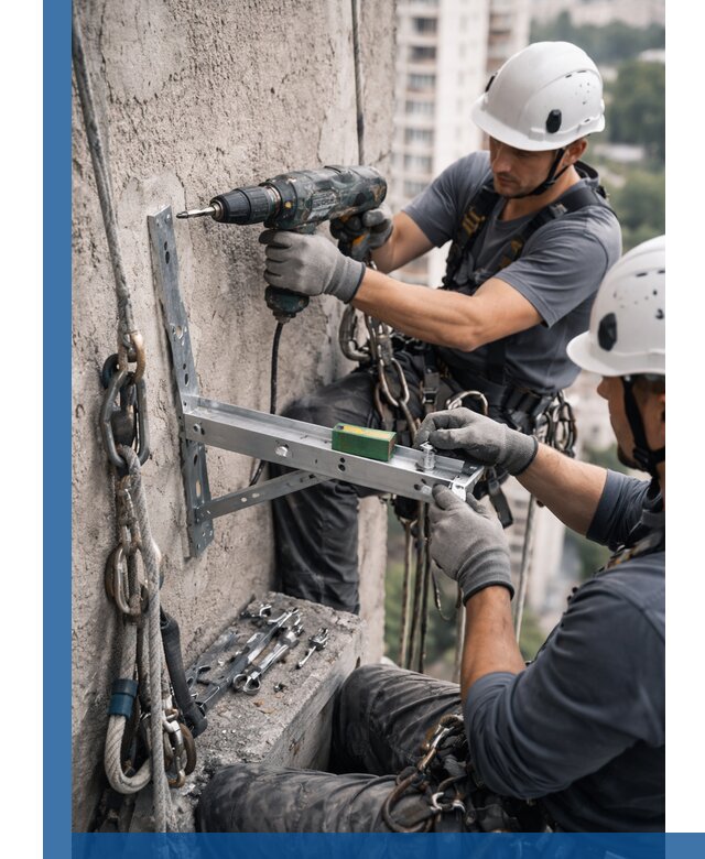 Установка кронштейнов кондиционера и крепежа в Елизове