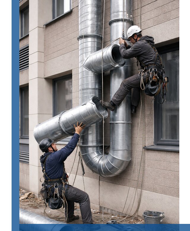Монтаж фасадных воздуховодов в Елизове с герметизацией и крепежом