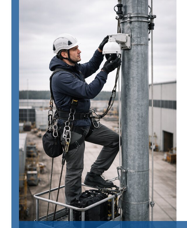 Профессиональная установка видеокамер на мачте в Елизове