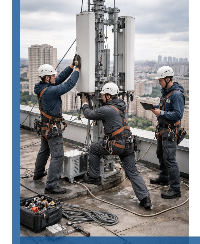 Монтаж антенн связи на крыше в Елизове с вводом в эксплуатацию