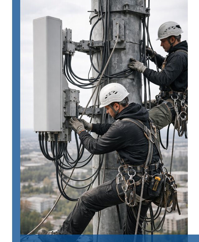 Монтаж оборудования связи на мачте в Елизове с пусконаладкой