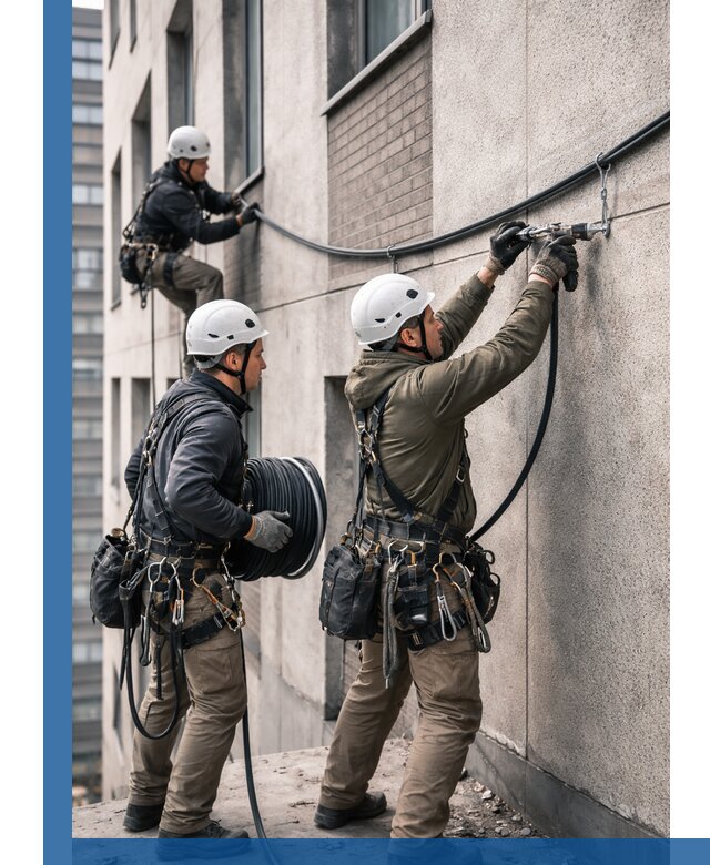 Прокладка кабеля по фасаду в Елизове, профессиональный монтаж