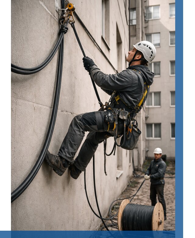 Протяжка кабеля питания на высоте в Елизове от 456 р. | ВЫСОТНИК-Лзв