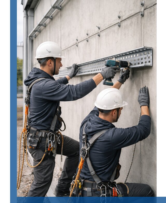 Монтаж кабельных лотков на фасаде зданий в Елизове с гарантией