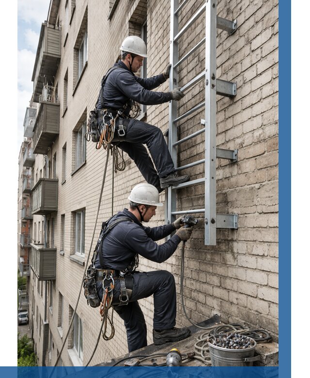 Монтаж пожарной лестницы в Елизове от 25320 р заказать у ВЫСОТНИК-Лзв