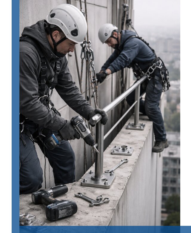 Монтаж перил на высоте в Елизове для жилых и промобъектов