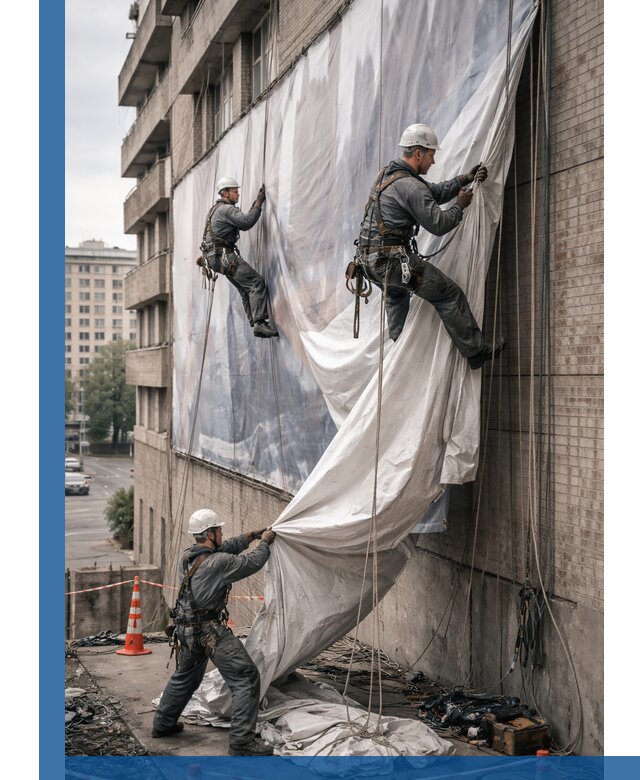 Демонтаж баннеров с фасада в Елизове оперативно и безопасно