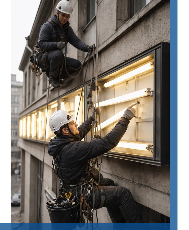 Замена ламп в вывеске в Елизове под ключ от 3545 р. | ВЫСОТНИК-Лзв