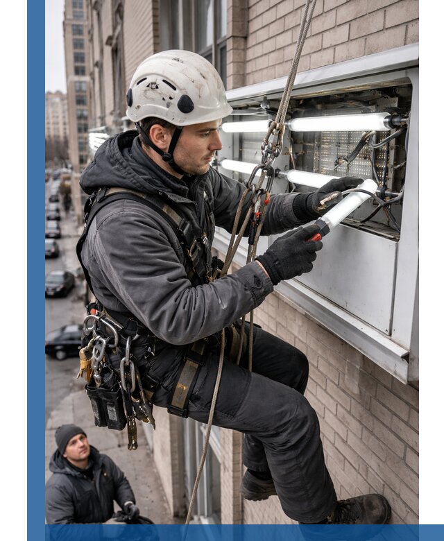 Профессиональная замена ламп в наружной вывеске в Елизове