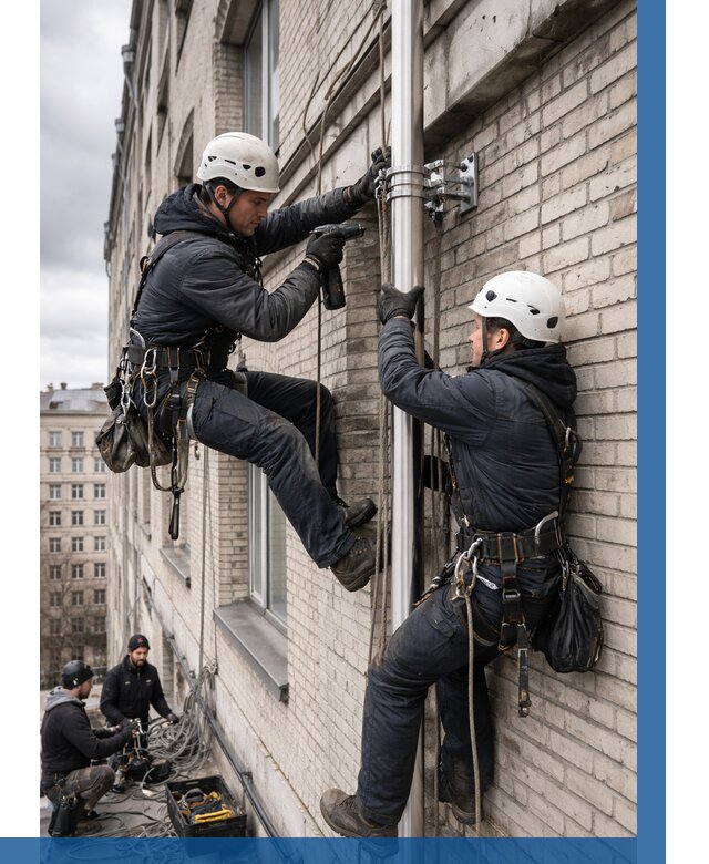 Монтаж флагштока на здании в Елизове от 6583 р. | ВЫСОТНИК-Лзв