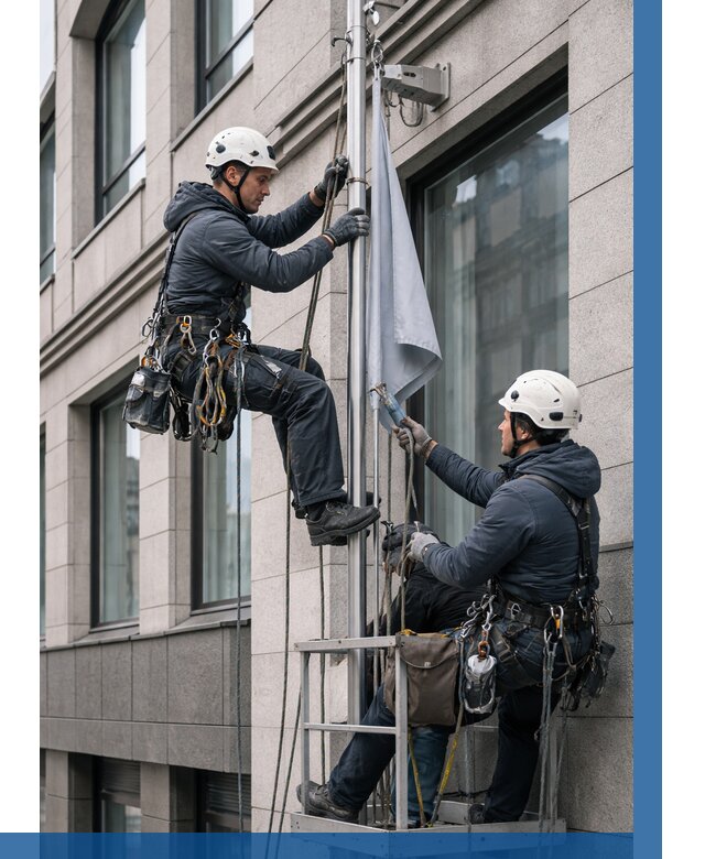 Установка флагов на фасаде в Елизове от 4558 р. | ВЫСОТНИК-Лзв