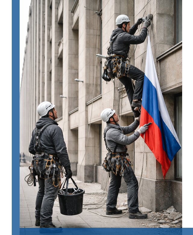 Профессиональная установка флагов на фасаде в Елизове