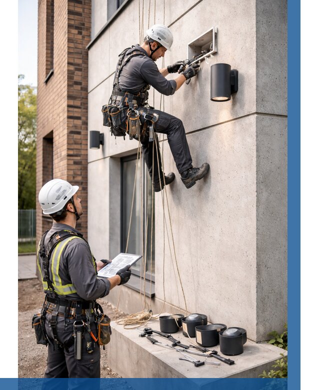 Монтаж фасадного освещения в Елизове от 2532 р. | ВЫСОТНИК-Лзв