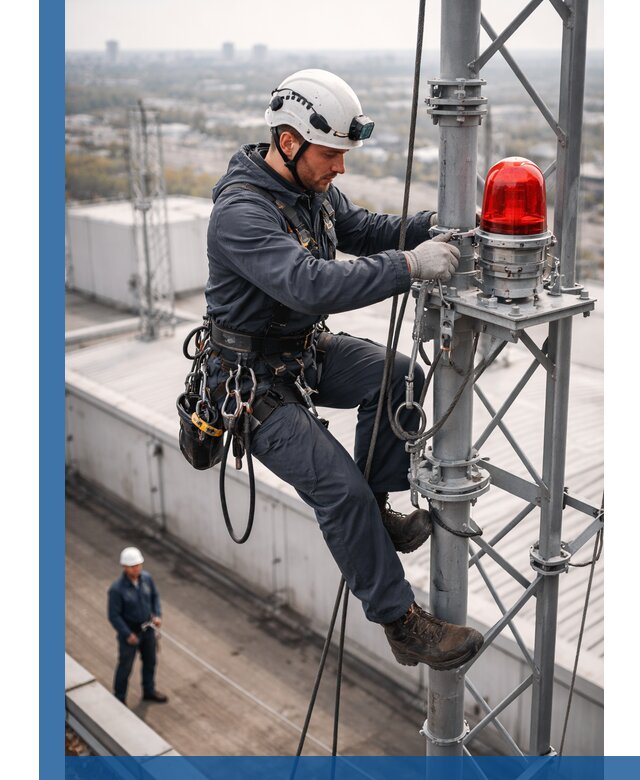 Монтаж заградительных огней и обслуживание объектов в Елизове