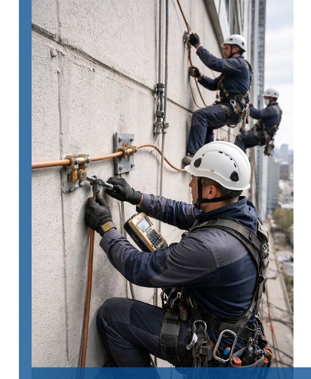 Монтаж системы заземления здания и молниезащиты в Елизове