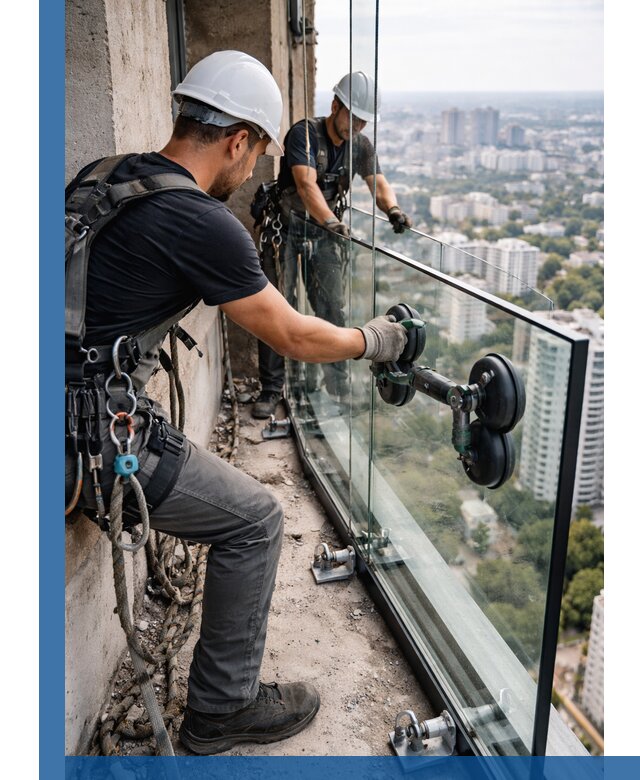 Монтаж стеклянных ограждений под ключ с гарантией в Елизове