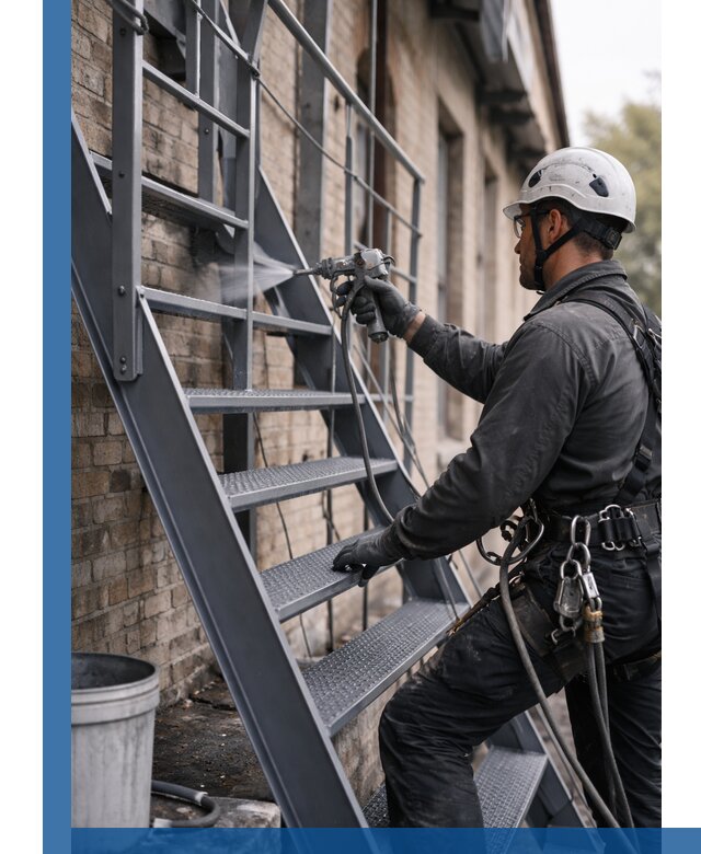 Покраска и антикоррозионная защита пожарных лестниц в Елизове