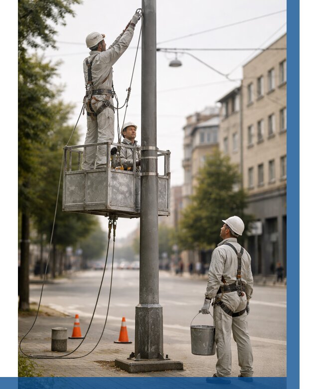 Покраска опор освещения в Елизове от 5064 р. | ВЫСОТНИК-Лзв
